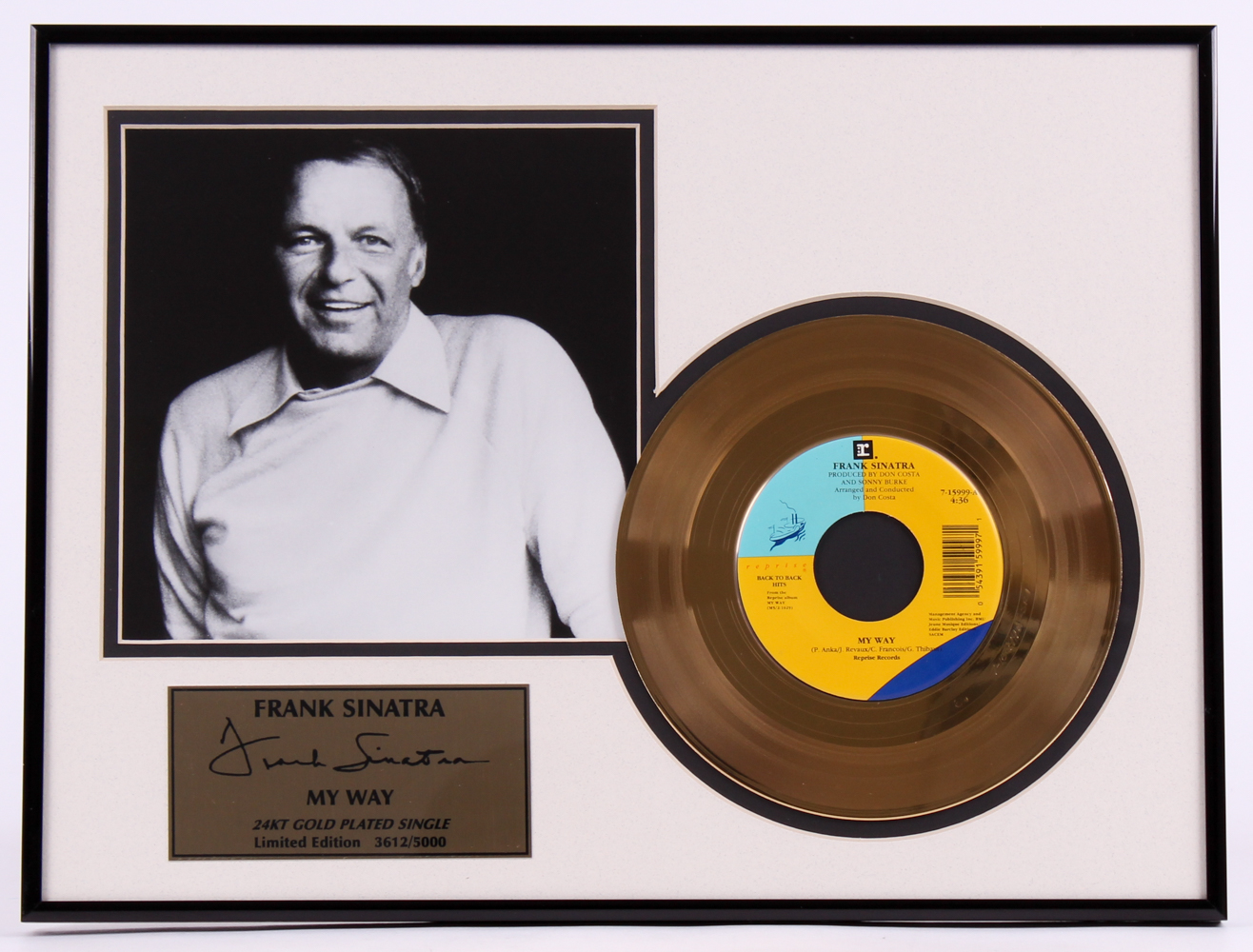 Frank Sinatra LE "My Way" 12x16 Custom Framed 24Kt Gold Plated Single Display at PristineAuction.com Frank Sinatra LE "My Way" 12x16 Custom Framed 24Kt Gold Plated Single Display at PristineAuction.com