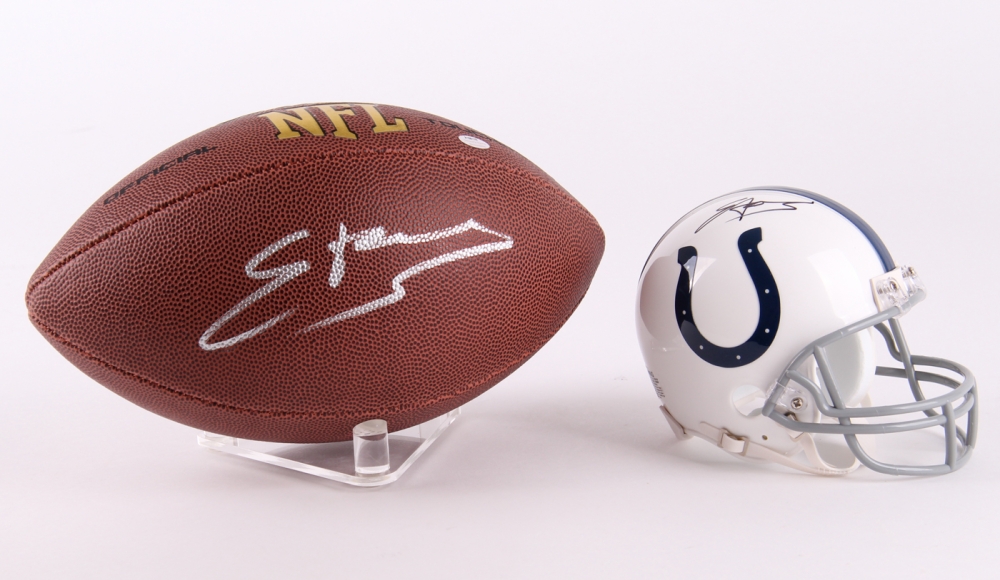 Lot of (2) Edgerrin James Signed Football Items with (1) NFL Football