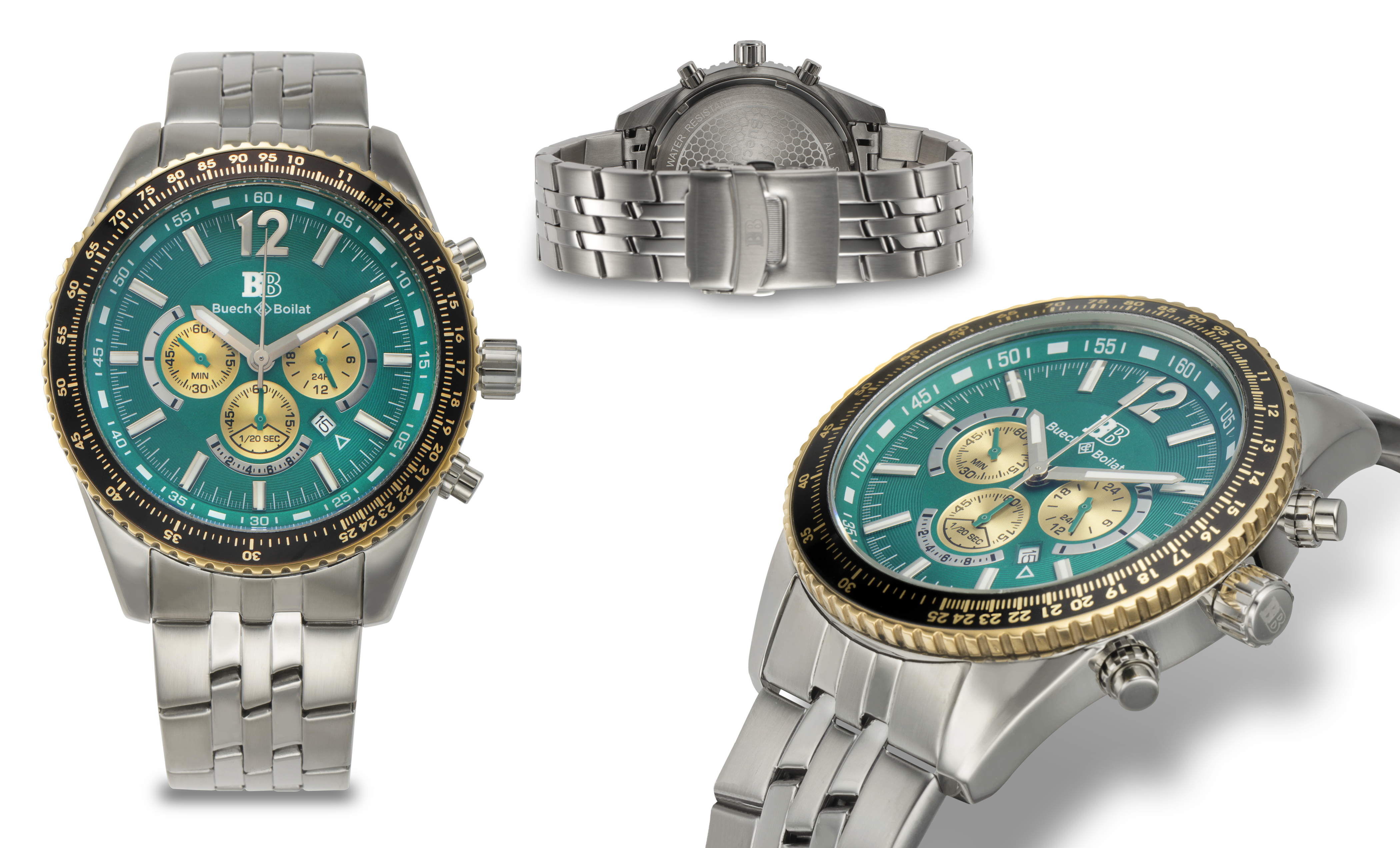 Buech & Boilat Torino Men's Quartz Chronograph Stainless Steel Watch with Multi-link Bracelet (New) at PristineAuction.com Buech & Boilat Torino Men's Quartz Chronograph Stainless Steel Watch with Multi-link Bracelet (New) at PristineAuction.com