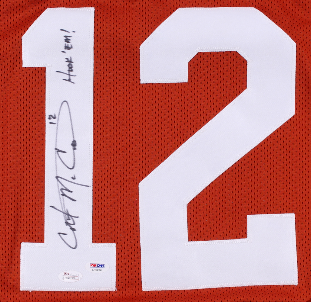 Colt McCoy Signed Texas Longhorns Jersey Inscribed "Hook 'Em!" (JSA COA & PSA COA) at PristineAuction.com Colt McCoy Signed Texas Longhorns Jersey Inscribed "Hook 'Em!" (JSA COA & PSA COA) at PristineAuction.com