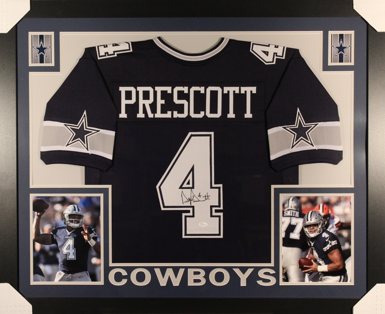 Dak Prescott Signed Cowboys 35x43 Custom Framed Jersey (JSA COA) at PristineAuction.com Dak Prescott Signed Cowboys 35x43 Custom Framed Jersey (JSA COA) at PristineAuction.com