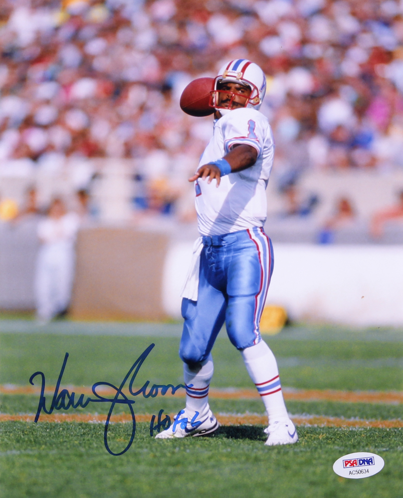 Warren Moon Signed Oilers 8x10 Photo Inscribed "HOF 06" (PSA COA) at PristineAuction.com Warren Moon Signed Oilers 8x10 Photo Inscribed "HOF 06" (PSA COA) at PristineAuction.com