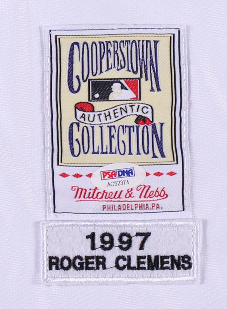 Roger Clemens Signed Blue Jays Jersey with Jackie Robinson 50th Breaking Barriers Patch (PSA COA) at PristineAuction.com Roger Clemens Signed Blue Jays Jersey with Jackie Robinson 50th Breaking Barriers Patch (PSA COA) at PristineAuction.com
