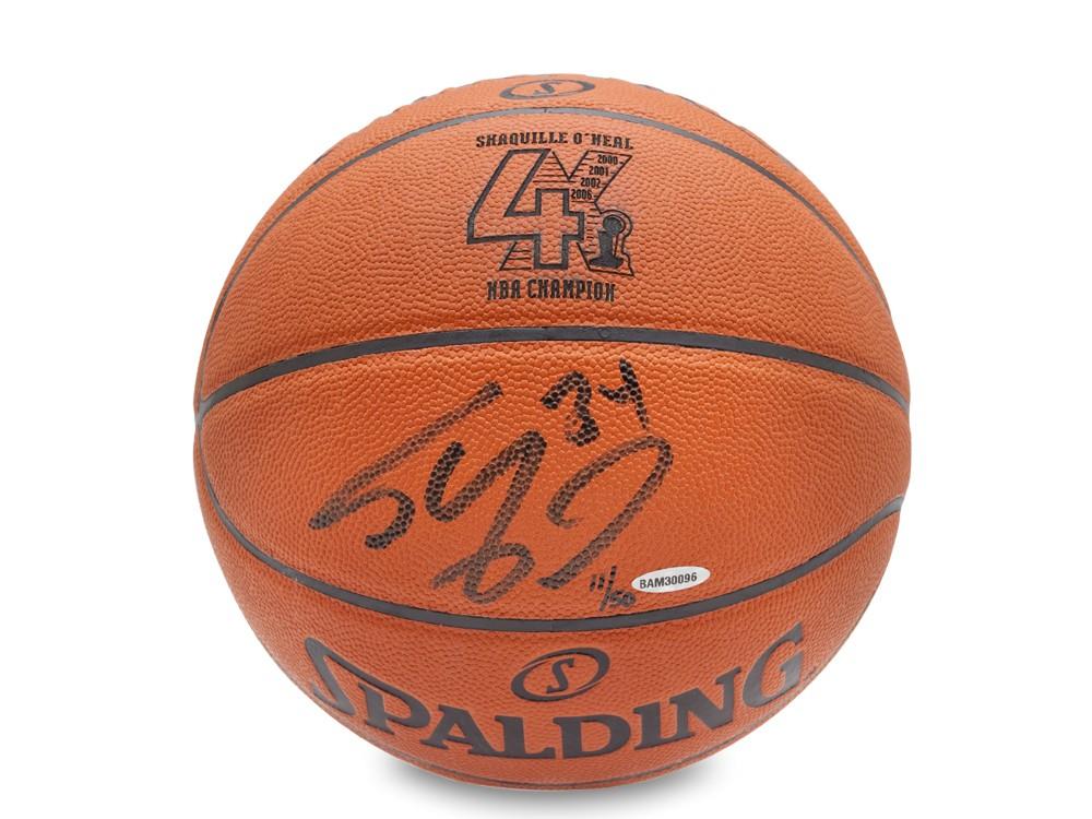 Shaquille O'Neal Signed Spalding 4X NBA Champion Basketball (UDA COA) at PristineAuction.com Shaquille O'Neal Signed Spalding 4X NBA Champion Basketball (UDA COA) at PristineAuction.com