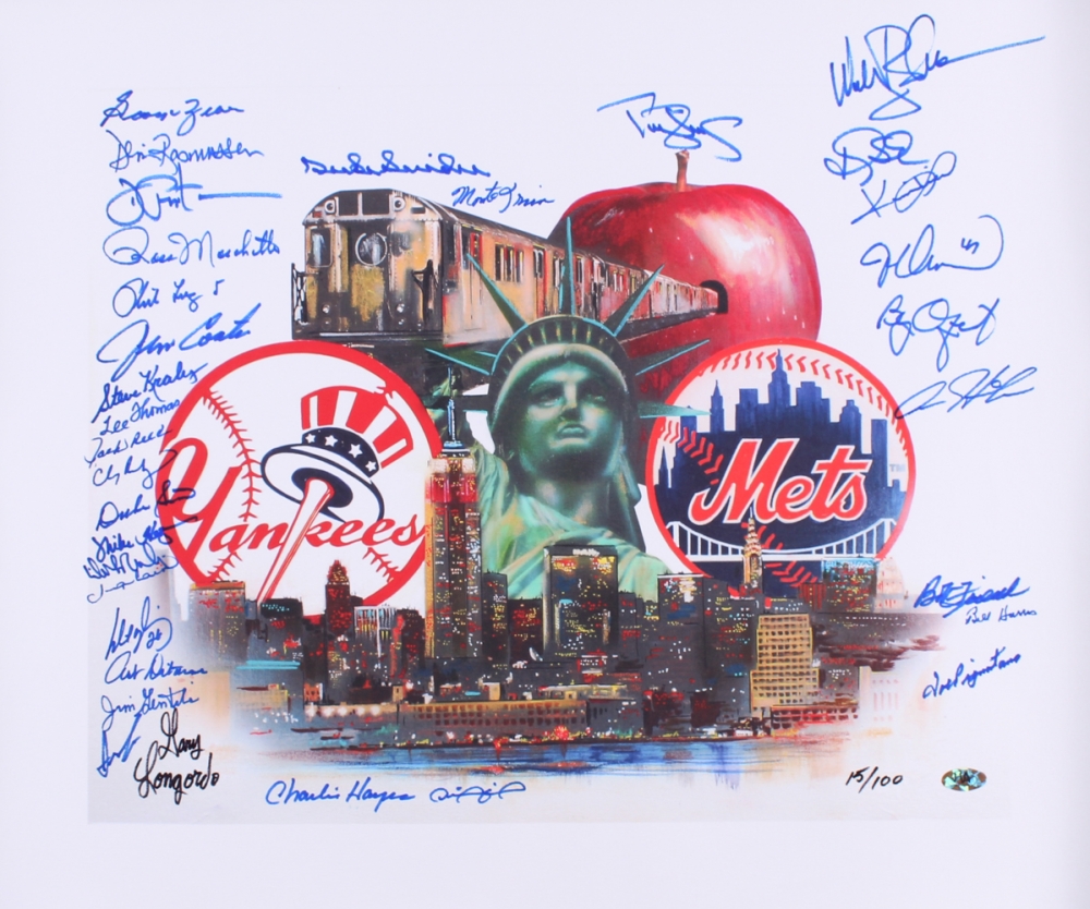 Mets & Yankees New York LE 20x24 Lithograph Signed by (32) with Duke ...