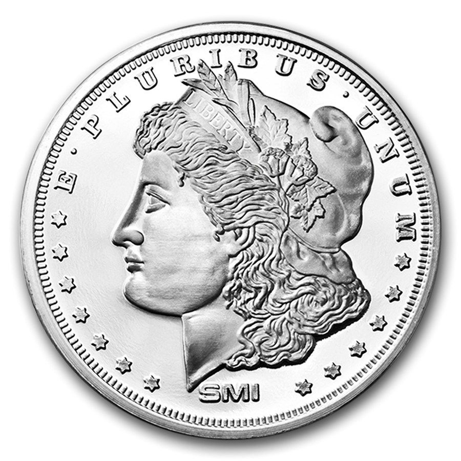 Morgan Dollar Design 1 oz. .999 Fine Silver Round (Brilliant Uncirculated) at PristineAuction.com Morgan Dollar Design 1 oz. .999 Fine Silver Round (Brilliant Uncirculated) at PristineAuction.com
