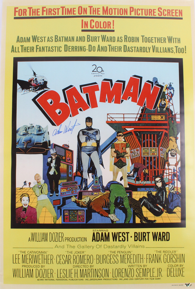 Adam West Signed "Batman" 27x40 Movie Poster (MAB Hologram) at PristineAuction.com Adam West Signed "Batman" 27x40 Movie Poster (MAB Hologram) at PristineAuction.com