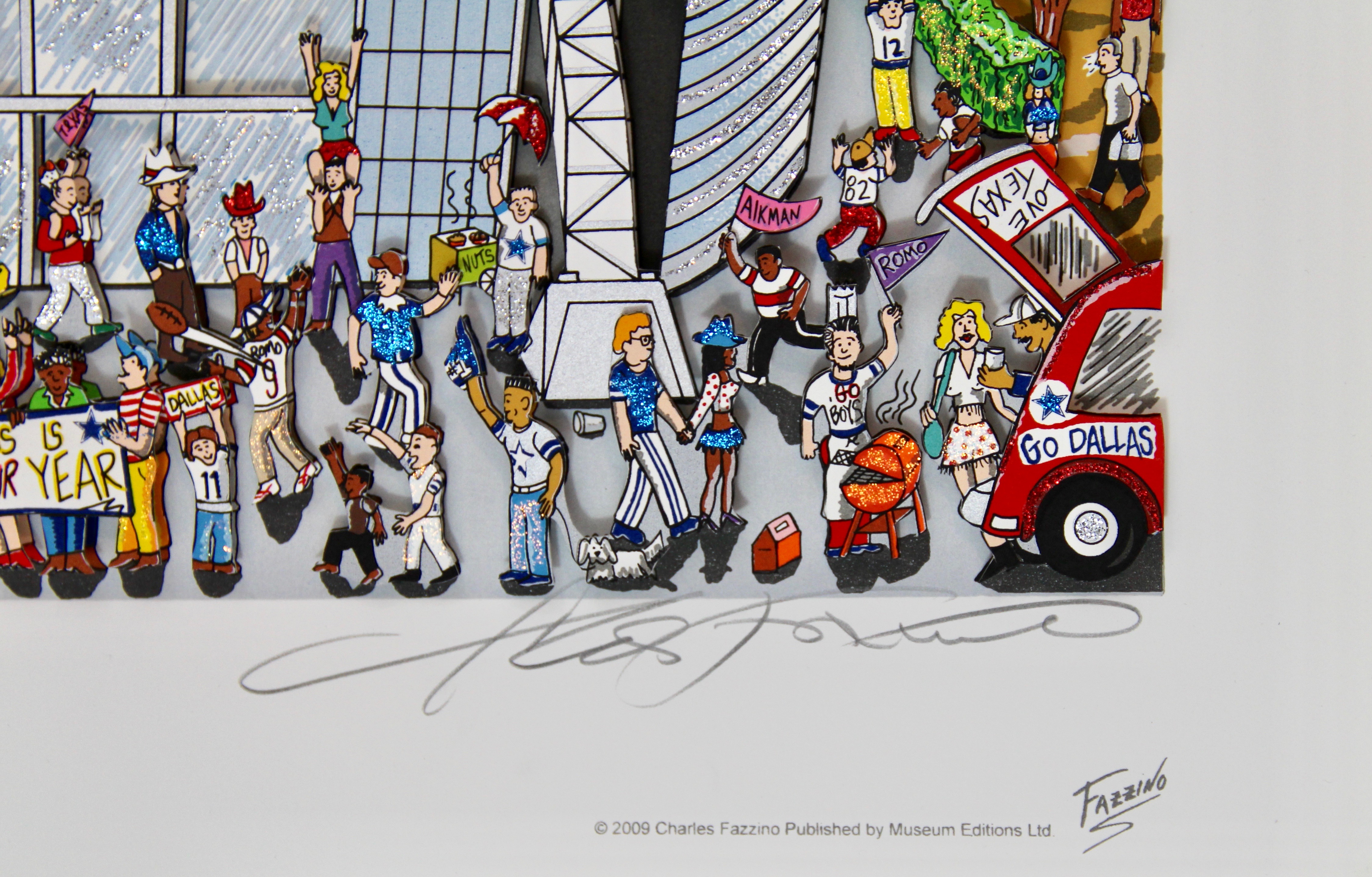 Charles Fazzino Signed LE 2009 AT&T Stadium Dallas Cowboys Custom Hand-Painted 17x19 3D Pop Artwork on Museum Board (Museum Editions COA) at PristineAuction.com Charles Fazzino Signed LE 2009 AT&T Stadium Dallas Cowboys Custom Hand-Painted 17x19 3D Pop Artwork on Museum Board (Museum Editions COA) at PristineAuction.com