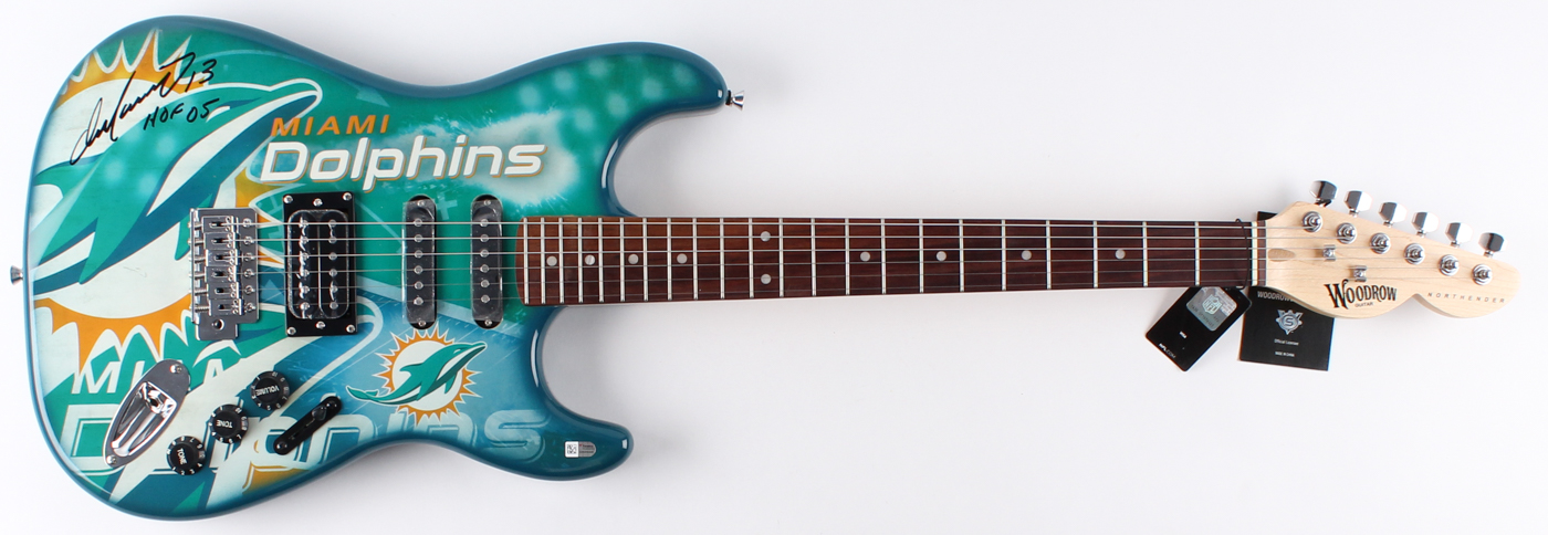 Dan Marino Signed Miami Dolphins Custom NFL Woodrow Northender Electric Guitar Inscribed "HOF 05" (Fanatics Hologram) at PristineAuction.com Dan Marino Signed Miami Dolphins Custom NFL Woodrow Northender Electric Guitar Inscribed "HOF 05" (Fanatics Hologram) at PristineAuction.com