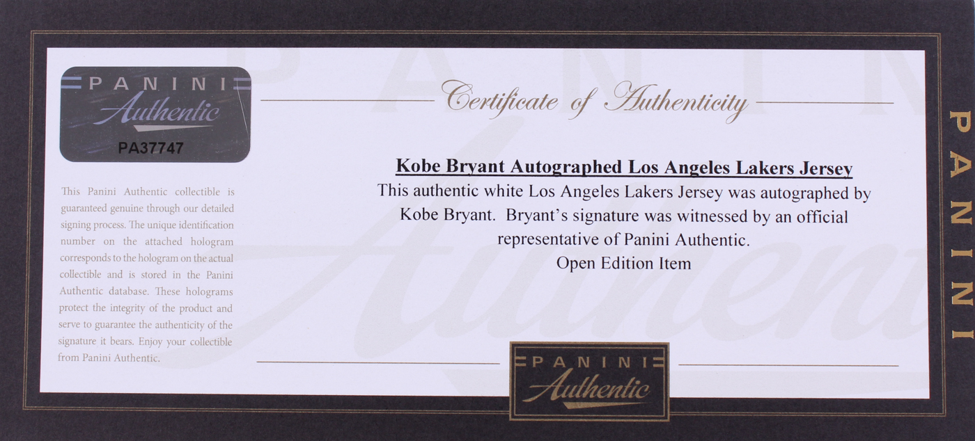 Kobe Bryant Signed Lakers Authentic Jersey (Panini COA) at PristineAuction.com Kobe Bryant Signed Lakers Authentic Jersey (Panini COA) at PristineAuction.com