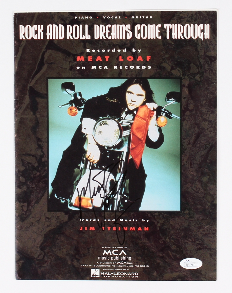 Meat Loaf Signed "Rock and Roll Dreams Come Through" 9x12 Sheet Music