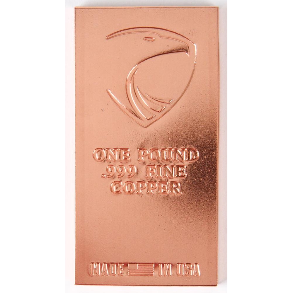 1 Pound .999 Fine Copper Bullion Bar Pristine Auction