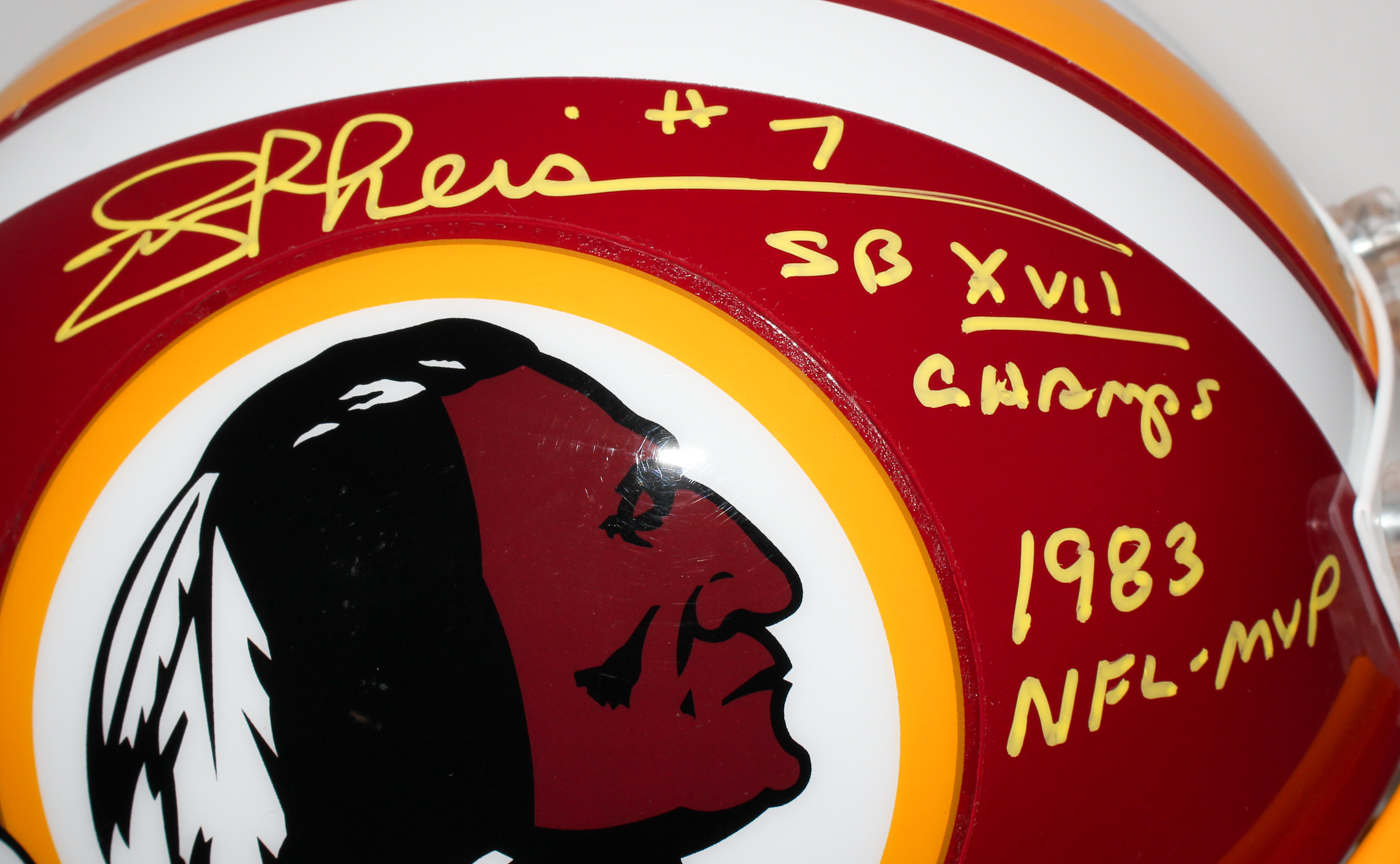 Joe Theismann Signed Redskins Full-Size Helmet Inscribed "SB XVII Champs" & "1983 NFL-MVP" (JSA COA) at PristineAuction.com Joe Theismann Signed Redskins Full-Size Helmet Inscribed "SB XVII Champs" & "1983 NFL-MVP" (JSA COA) at PristineAuction.com