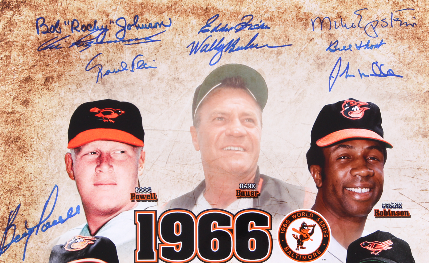 1966 Orioles World Series Champions 16x20 Photo Team-Signed by (10) with Jim Palmer, Boog Powell, Eddie Fisher, Mike Epstein (MAB Hologram) at PristineAuction.com 1966 Orioles World Series Champions 16x20 Photo Team-Signed by (10) with Jim Palmer, Boog Powell, Eddie Fisher, Mike Epstein (MAB Hologram) at PristineAuction.com