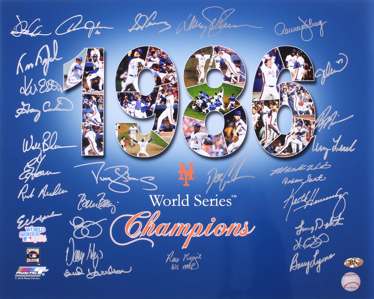 1986 Mets World Series Champions 16x20 Photo Team Signed by (28) with Darryl Strawberry, Lenny Dykstra, Dwight "Doc" Gooden, Mookie Wilson, Bud Harrelson, Jesse Orosco (MAB Hologram) at PristineAuction.com 1986 Mets World Series Champions 16x20 Photo Team Signed by (28) with Darryl Strawberry, Lenny Dykstra, Dwight "Doc" Gooden, Mookie Wilson, Bud Harrelson, Jesse Orosco (MAB Hologram) at PristineAuction.com