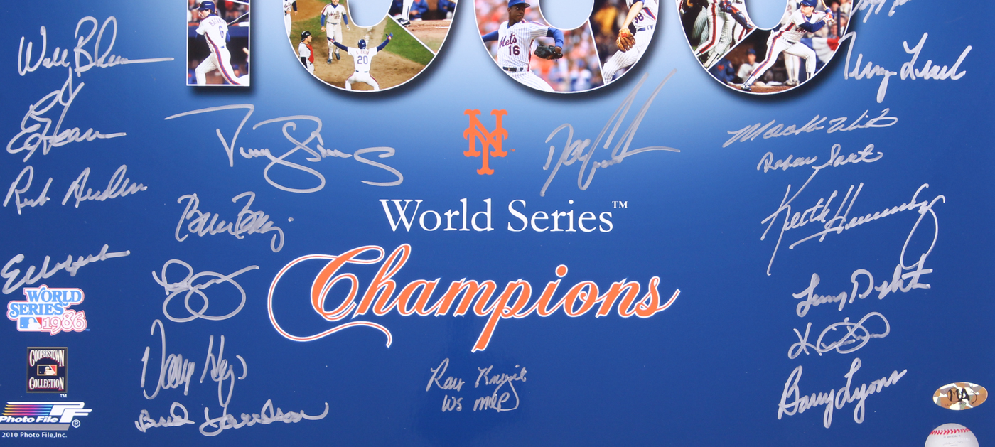 1986 Mets World Series Champions 16x20 Photo Team Signed by (28) with Darryl Strawberry, Lenny Dykstra, Dwight "Doc" Gooden, Mookie Wilson, Bud Harrelson, Jesse Orosco (MAB Hologram) at PristineAuction.com 1986 Mets World Series Champions 16x20 Photo Team Signed by (28) with Darryl Strawberry, Lenny Dykstra, Dwight "Doc" Gooden, Mookie Wilson, Bud Harrelson, Jesse Orosco (MAB Hologram) at PristineAuction.com