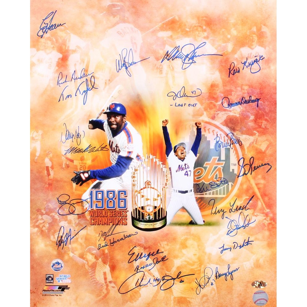 1986 Mets World Series Champions 16x20 Photo Team Signed by (25) with ...