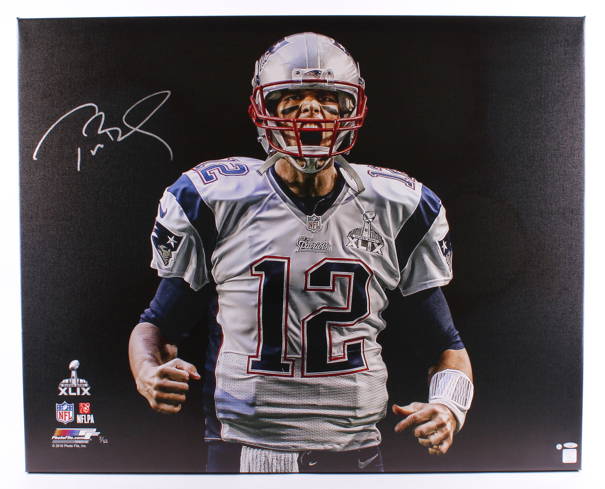 Tom Brady Signed Patriots LE "Super Bowl 49 Touch Down Scream" 32x40 Stretched Canvas (TriStar Hologram & Steiner COA) at PristineAuction.com Tom Brady Signed Patriots LE "Super Bowl 49 Touch Down Scream" 32x40 Stretched Canvas (TriStar Hologram & Steiner COA) at PristineAuction.com