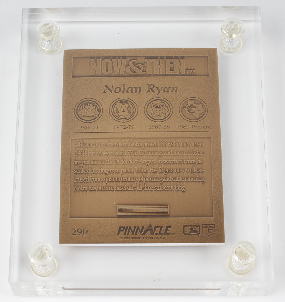 Nolan Ryan LE 1993 Pinnacle #290 Solid Bronze Baseball Card from Highland Mint with Display Case & Original Packaging at PristineAuction.com Nolan Ryan LE 1993 Pinnacle #290 Solid Bronze Baseball Card from Highland Mint with Display Case & Original Packaging at PristineAuction.com