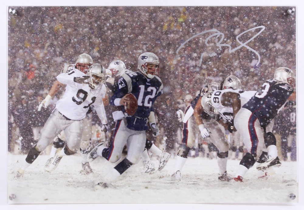 Tom Brady Signed LE Patriots "2001 AFC Playoff" 16x23 Glass Shadowbox (Steiner COA & TriStar Hologram) at PristineAuction.com Tom Brady Signed LE Patriots "2001 AFC Playoff" 16x23 Glass Shadowbox (Steiner COA & TriStar Hologram) at PristineAuction.com