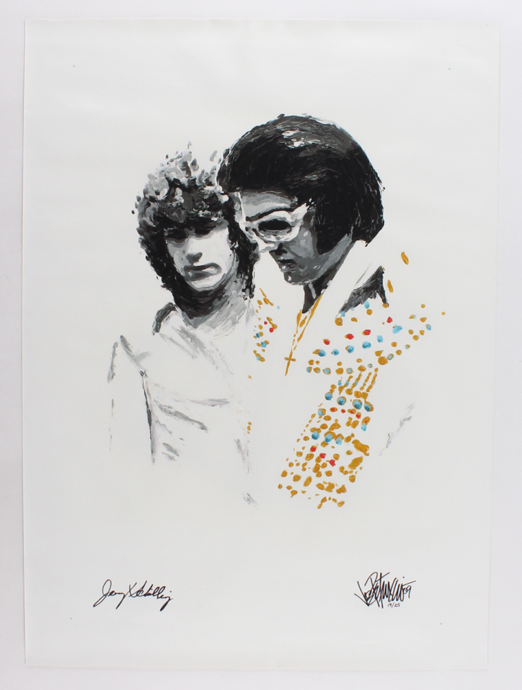 Elvis Presley & Jerry Schilling "You’ll Never Walk Alone" Hand-Embellished Joe Petruccio Signed 20" x 28" Giclee on Canvas #19/25 at PristineAuction.com Elvis Presley & Jerry Schilling "You’ll Never Walk Alone" Hand-Embellished Joe Petruccio Signed 20" x 28" Giclee on Canvas #19/25 at PristineAuction.com