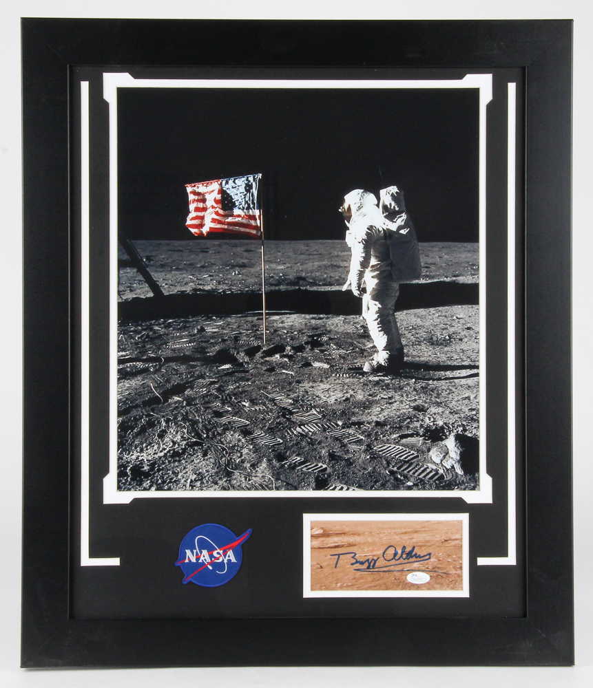 Buzz Aldrin Signed NASA 24x28 Custom Framed Cut Display (JSA COA) at PristineAuction.com Buzz Aldrin Signed NASA 24x28 Custom Framed Cut Display (JSA COA) at PristineAuction.com