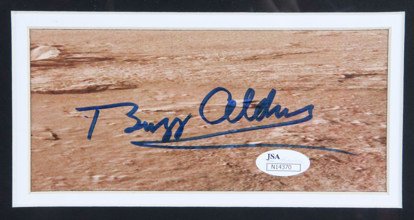 Buzz Aldrin Signed NASA 24x28 Custom Framed Cut Display (JSA COA) at PristineAuction.com Buzz Aldrin Signed NASA 24x28 Custom Framed Cut Display (JSA COA) at PristineAuction.com