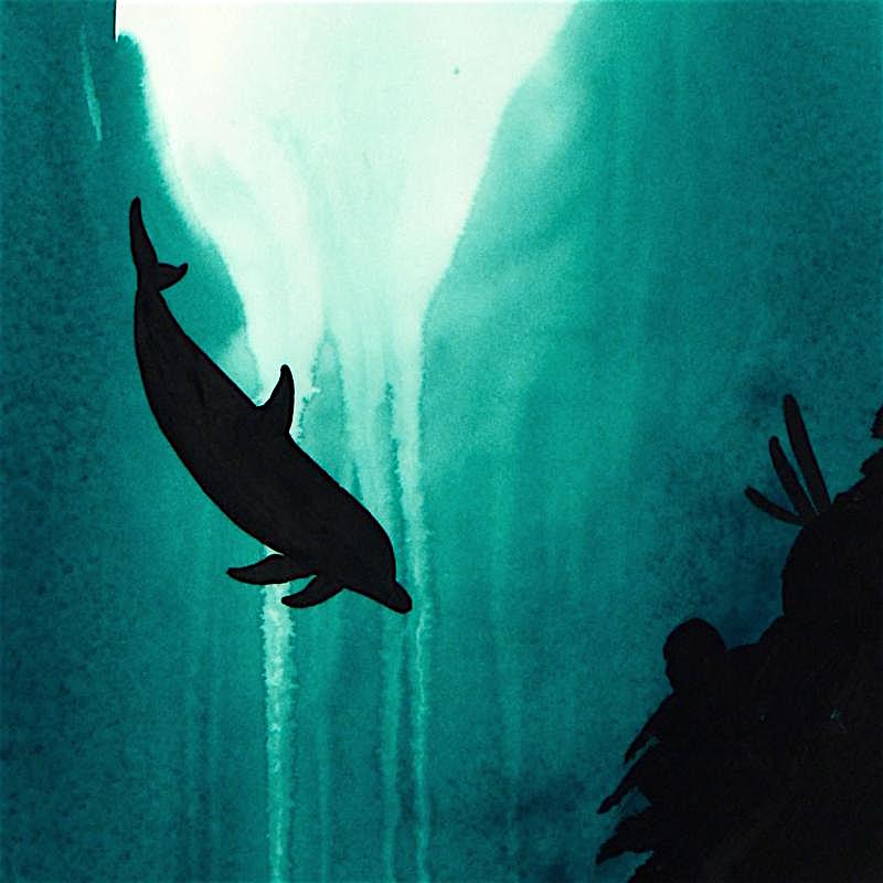 Wyland "Dolphin" Signed Original Watercolor on 19" Round Deckle-Edge Paper (Custom Framed to 31" x 31") at PristineAuction.com Wyland "Dolphin" Signed Original Watercolor on 19" Round Deckle-Edge Paper (Custom Framed to 31" x 31") at PristineAuction.com