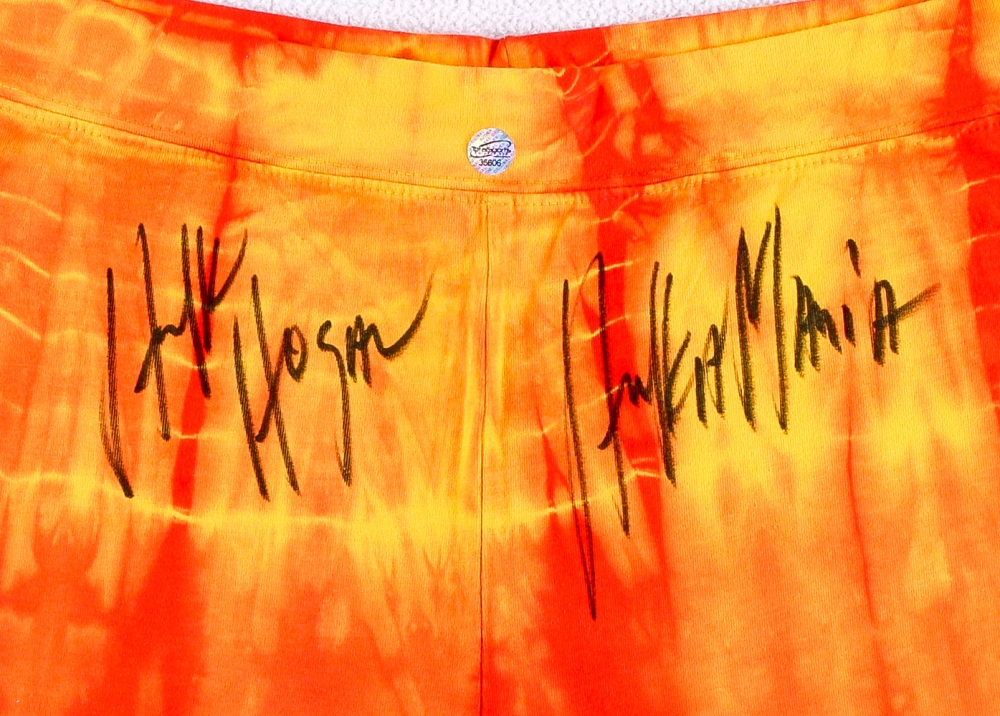 Hulk Hogan Signed Custom Wrestling Pants Inscribed "Hulkamania" (TSE) at PristineAuction.com Hulk Hogan Signed Custom Wrestling Pants Inscribed "Hulkamania" (TSE) at PristineAuction.com
