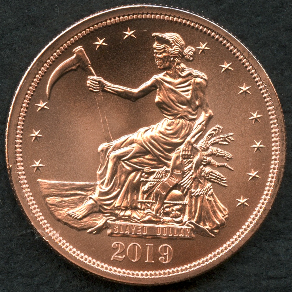 /"Slayed Dollar/" 1 oz .999 Copper Round Zombucks Series 2019