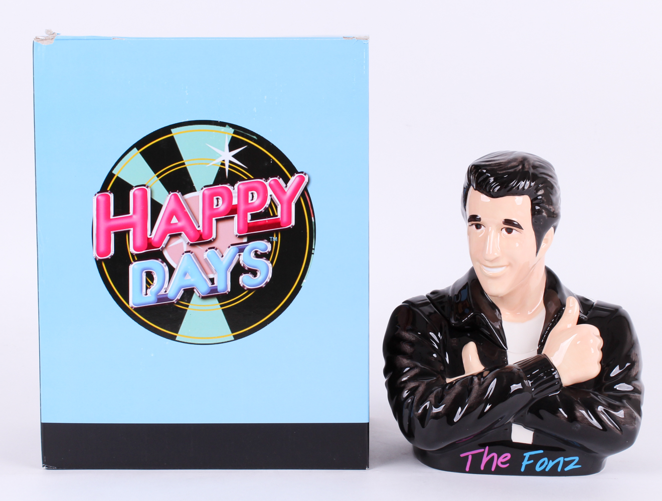 Henry Winkler Signed "The Fonz" Porcelain Cookie Jar Inscribed "Fonz" (MAB) at PristineAuction.com Henry Winkler Signed "The Fonz" Porcelain Cookie Jar Inscribed "Fonz" (MAB) at PristineAuction.com