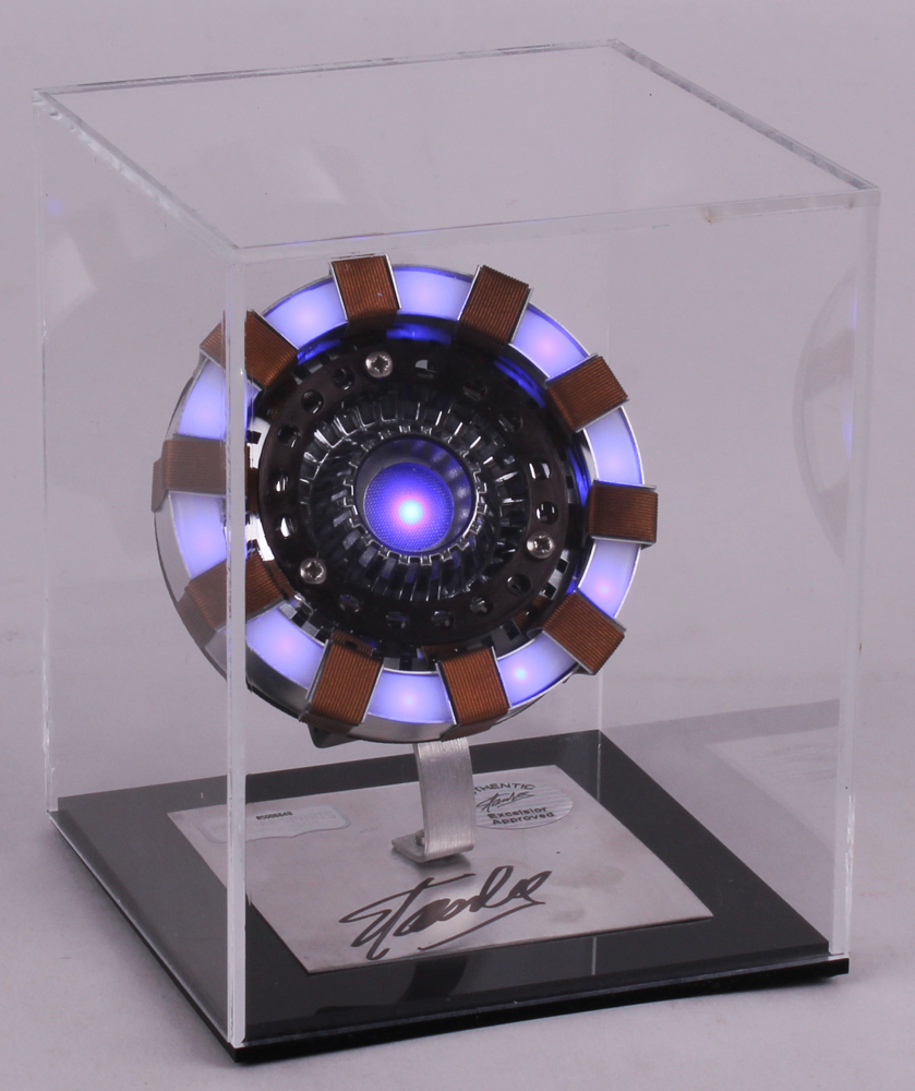 Stan Lee Signed "Iron Man" Light Up Arc Reactor Movie Replica Prop with Display Case (Radtke COA & Stan Lee Hologram) at PristineAuction.com Stan Lee Signed "Iron Man" Light Up Arc Reactor Movie Replica Prop with Display Case (Radtke COA & Stan Lee Hologram) at PristineAuction.com