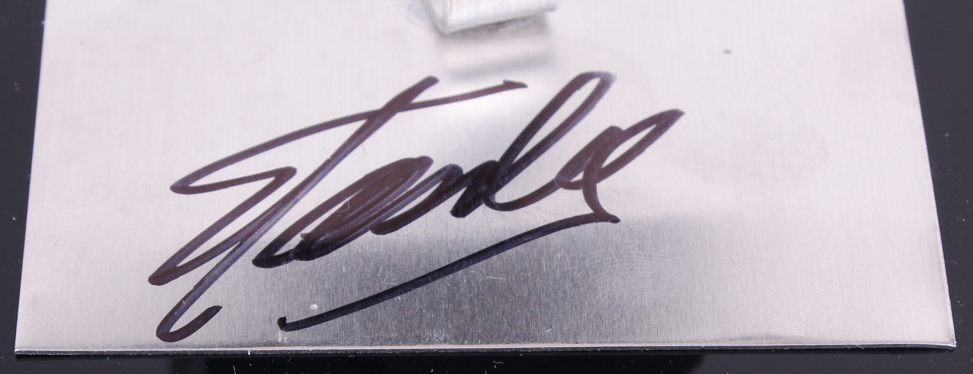 Stan Lee Signed "Iron Man" Light Up Arc Reactor Movie Replica Prop with Display Case (Radtke COA & Stan Lee Hologram) at PristineAuction.com Stan Lee Signed "Iron Man" Light Up Arc Reactor Movie Replica Prop with Display Case (Radtke COA & Stan Lee Hologram) at PristineAuction.com