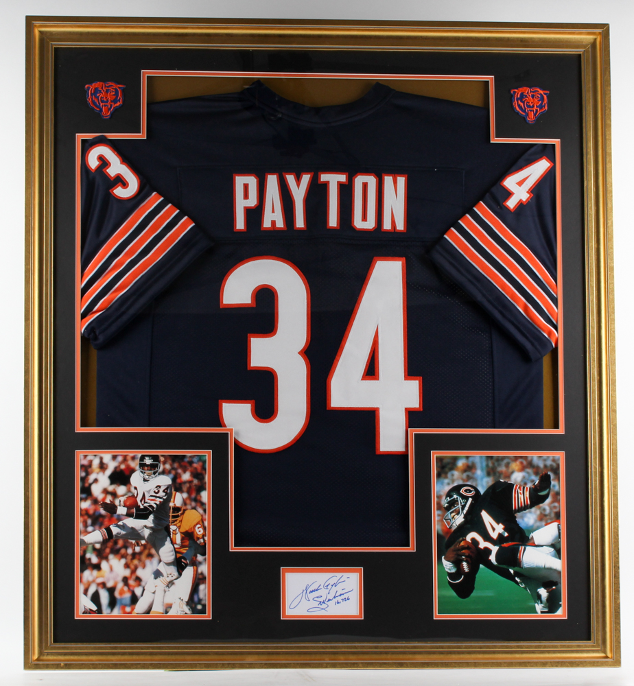 Walter Payton Signed Bears 35x39 Custom Framed Jersey Display Inscribed "Sweetness" & "16,726" (JSA COA) at PristineAuction.com Walter Payton Signed Bears 35x39 Custom Framed Jersey Display Inscribed "Sweetness" & "16,726" (JSA COA) at PristineAuction.com