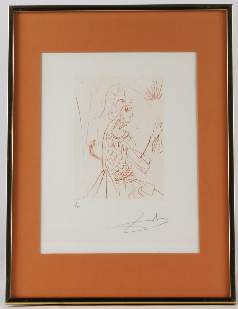 Salvador Dali Signed LE 1968 Much Ado About Shakespeare : Troilus and Cressida 12x16 Custom Framed Etchings on Rives Paper (PA LOA) at PristineAuction.com Salvador Dali Signed LE 1968 Much Ado About Shakespeare : Troilus and Cressida 12x16 Custom Framed Etchings on Rives Paper (PA LOA) at PristineAuction.com