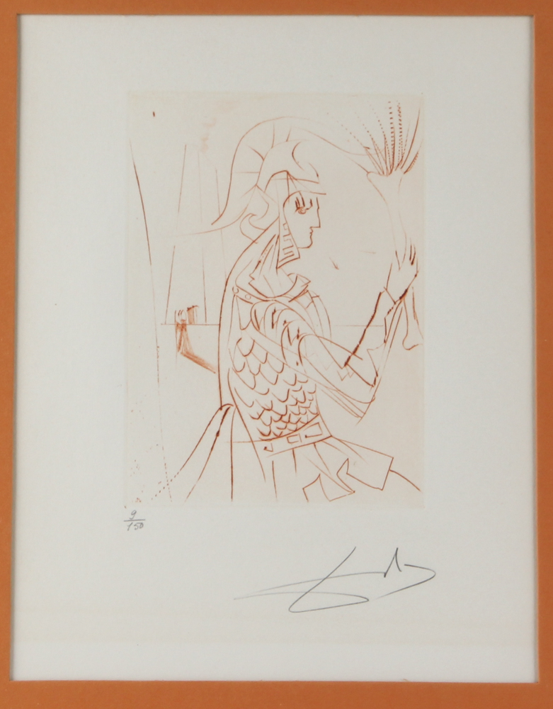 Salvador Dali Signed LE 1968 Much Ado About Shakespeare : Troilus and Cressida 12x16 Custom Framed Etchings on Rives Paper (PA LOA) at PristineAuction.com Salvador Dali Signed LE 1968 Much Ado About Shakespeare : Troilus and Cressida 12x16 Custom Framed Etchings on Rives Paper (PA LOA) at PristineAuction.com