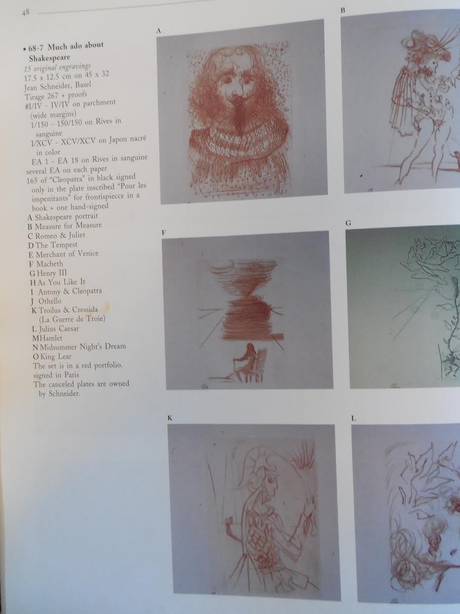 Salvador Dali Signed LE 1968 Much Ado About Shakespeare : Troilus and Cressida 12x16 Custom Framed Etchings on Rives Paper (PA LOA) at PristineAuction.com Salvador Dali Signed LE 1968 Much Ado About Shakespeare : Troilus and Cressida 12x16 Custom Framed Etchings on Rives Paper (PA LOA) at PristineAuction.com
