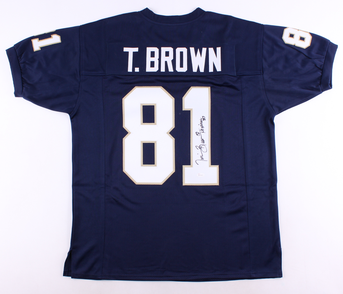 Tim Brown Signed Notre Dame Fighting Irish Jersey Inscribed "Heisman 57" (JSA COA) at PristineAuction.com Tim Brown Signed Notre Dame Fighting Irish Jersey Inscribed "Heisman 57" (JSA COA) at PristineAuction.com