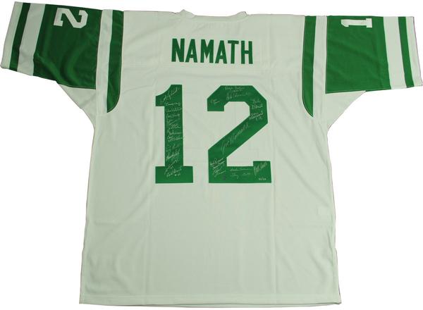 1969 Jets LE Jersey Team-Signed by (24) with Joe Namath, Emerson Boozer, Matt Snell, Don Maynard, Pete Lammons, Dave Herman (Steiner COA) at PristineAuction.com 1969 Jets LE Jersey Team-Signed by (24) with Joe Namath, Emerson Boozer, Matt Snell, Don Maynard, Pete Lammons, Dave Herman (Steiner COA) at PristineAuction.com