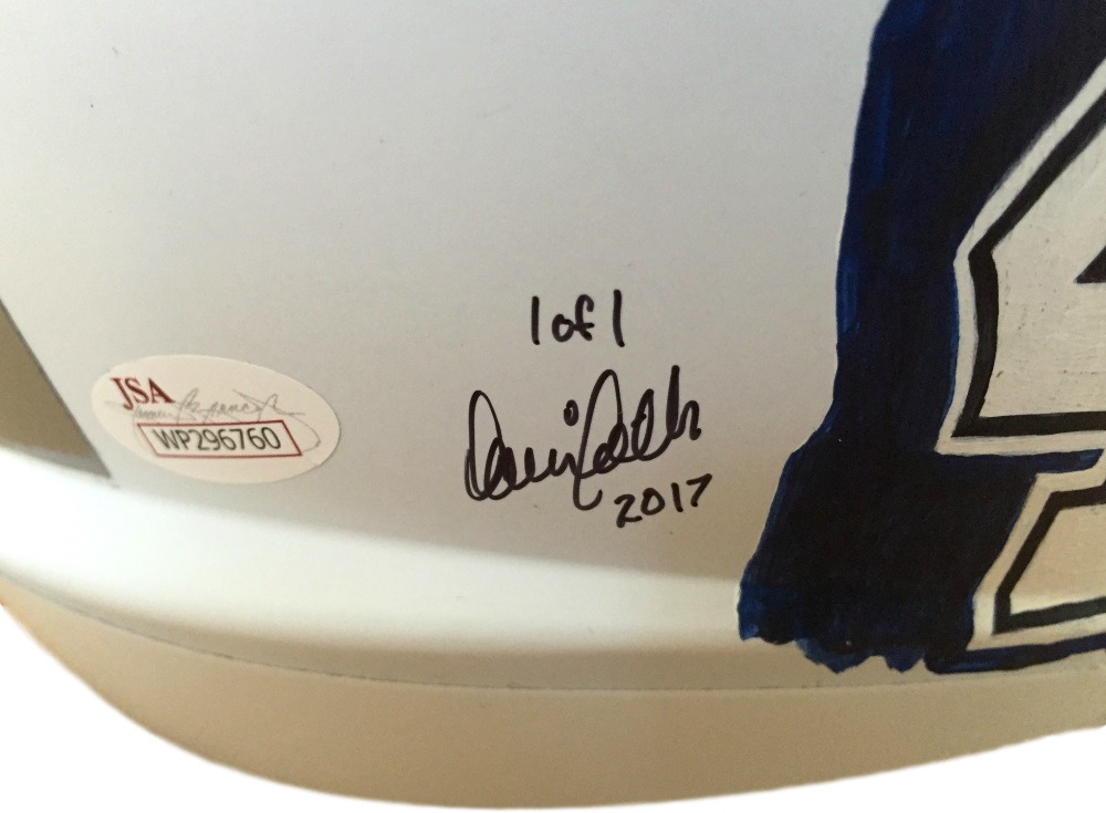 Dak Prescott Signed Cowboys LE Custom Hand Painted Full-Size Matte White ICE Speed Helmet #1/1 (JSA COA) at PristineAuction.com Dak Prescott Signed Cowboys LE Custom Hand Painted Full-Size Matte White ICE Speed Helmet #1/1 (JSA COA) at PristineAuction.com