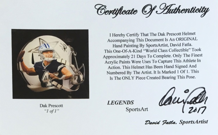 Dak Prescott Signed Cowboys LE Custom Hand Painted Full-Size Matte White ICE Speed Helmet #1/1 (JSA COA) at PristineAuction.com Dak Prescott Signed Cowboys LE Custom Hand Painted Full-Size Matte White ICE Speed Helmet #1/1 (JSA COA) at PristineAuction.com