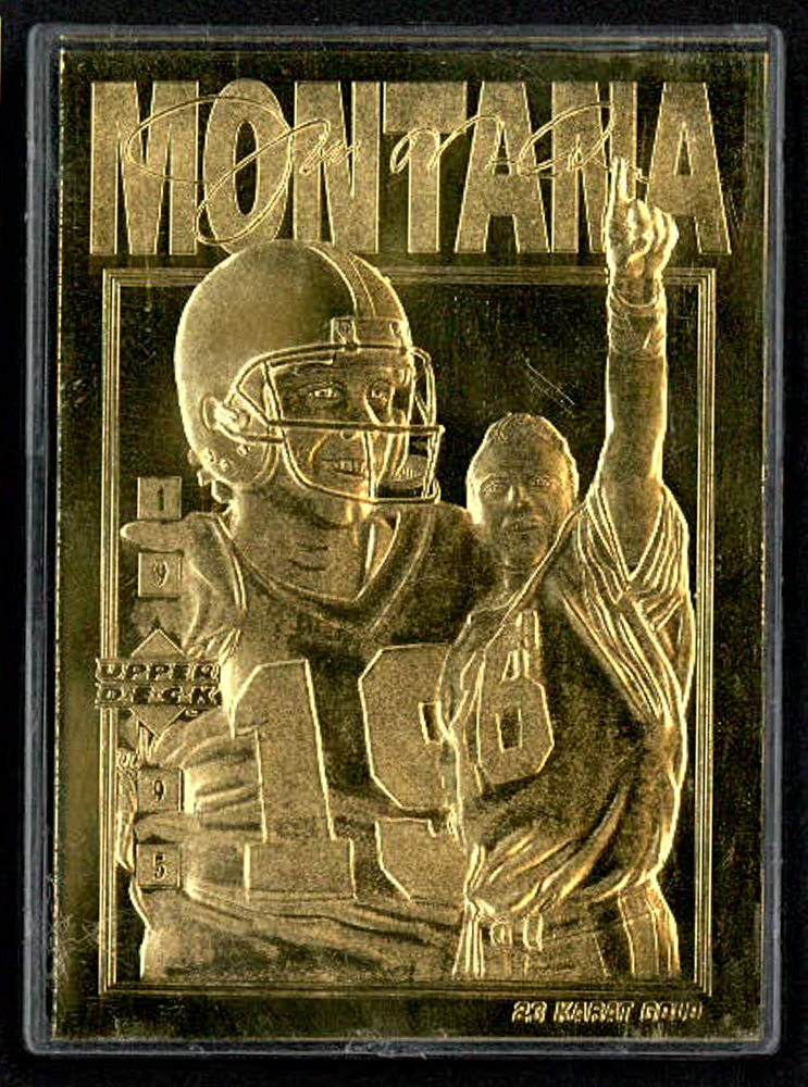 1995 Joe Montana LE 23kt Gold Upper Deck Football Card at PristineAuction.com 1995 Joe Montana LE 23kt Gold Upper Deck Football Card at PristineAuction.com