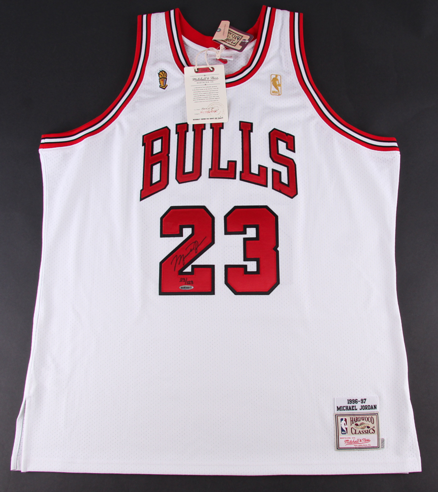 Michael Jordan Signed Limited Edition Bulls Authentic Mitchell & Ness Jersey #23/123 (UDA COA) at PristineAuction.com Michael Jordan Signed Limited Edition Bulls Authentic Mitchell & Ness Jersey #23/123 (UDA COA) at PristineAuction.com