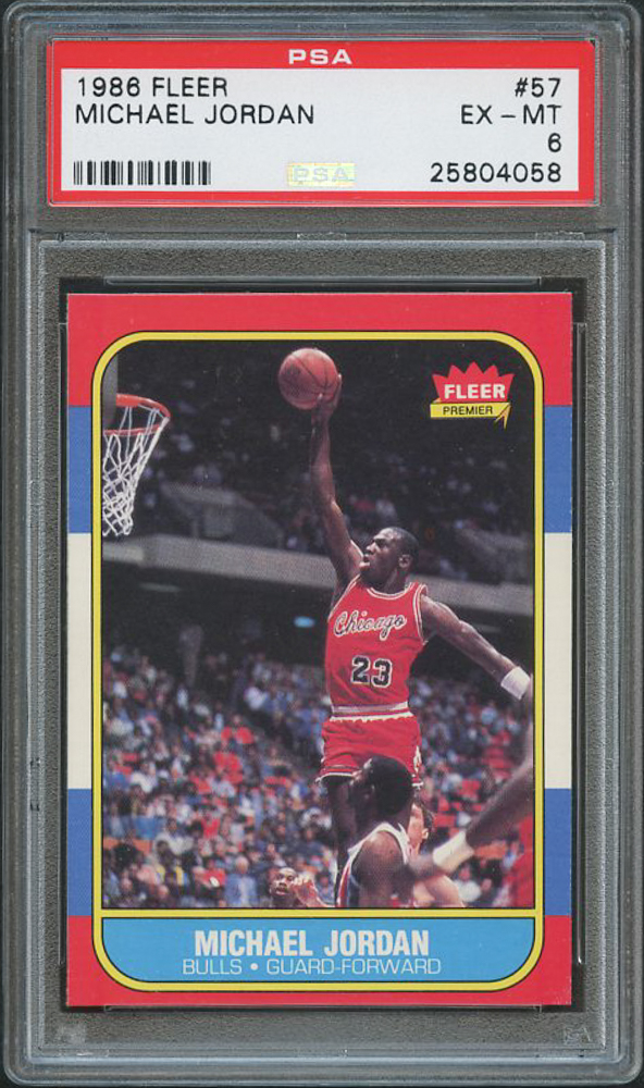 1986-87 Fleer #57 Michael Jordan RC (PSA 6) at PristineAuction.com 1986-87 Fleer #57 Michael Jordan RC (PSA 6) at PristineAuction.com