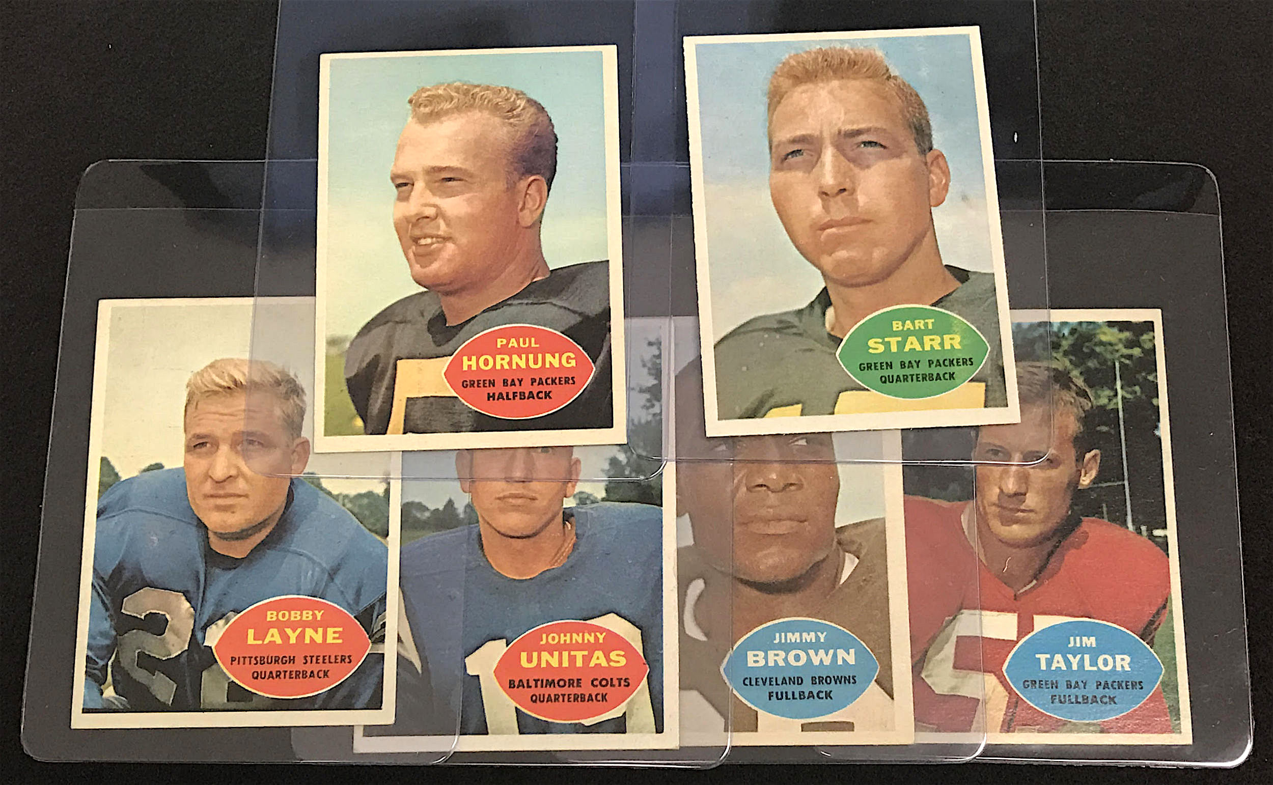 1960 Topps Football Complete Set of (132) Cards with #74 Frank Gifford (PSA 7), #23 Jim Brown, #1 Johnny Unitas, #51 Bart Starr, #54 Paul Hornung, #56 Forrest Gregg RC (PSA 5) at PristineAuction.com 1960 Topps Football Complete Set of (132) Cards with #74 Frank Gifford (PSA 7), #23 Jim Brown, #1 Johnny Unitas, #51 Bart Starr, #54 Paul Hornung, #56 Forrest Gregg RC (PSA 5) at PristineAuction.com