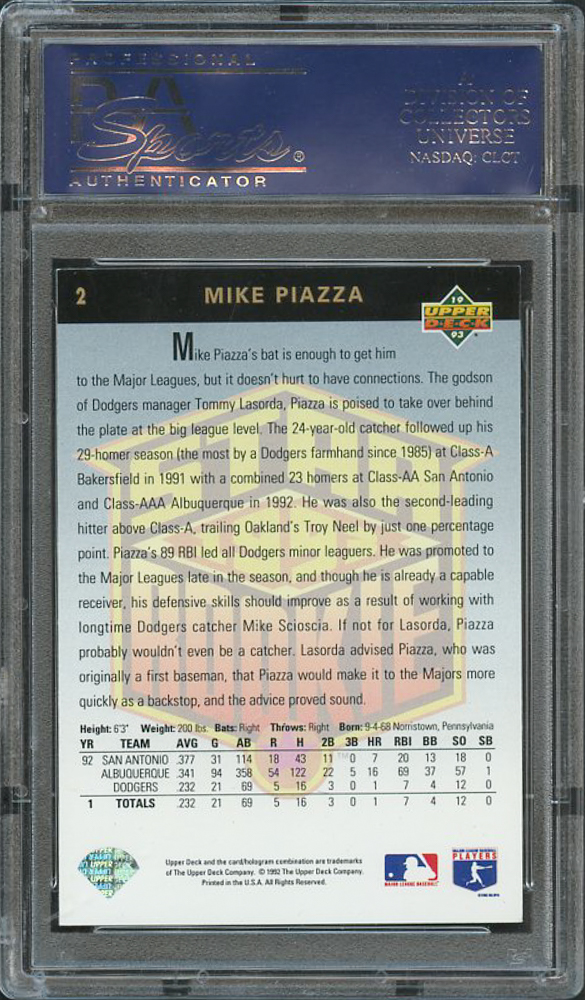 Mike Piazza Signed 1993 Upper Deck #2 (PSA Encapsulated) at PristineAuction.com Mike Piazza Signed 1993 Upper Deck #2 (PSA Encapsulated) at PristineAuction.com