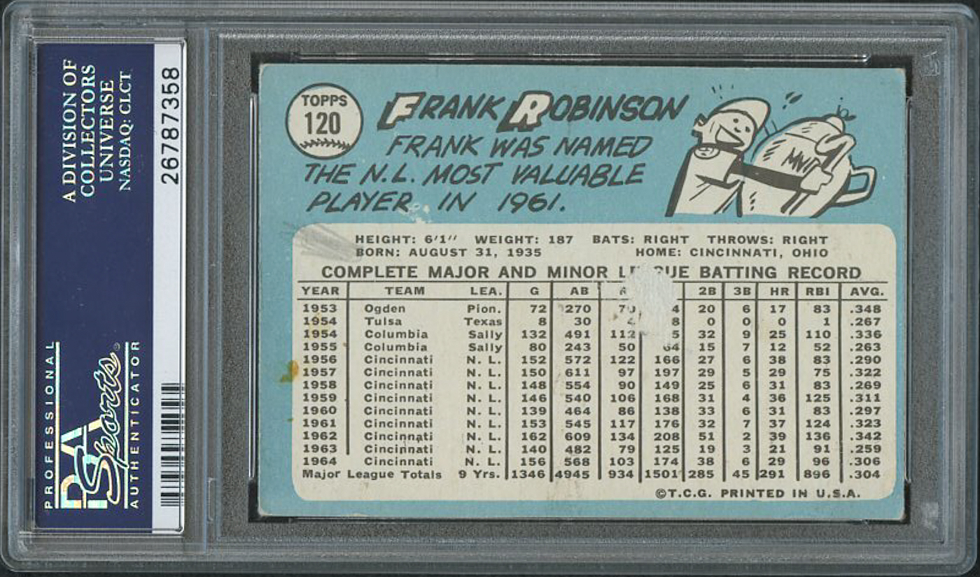 Frank Robinson Signed 1965 Topps #120 (PSA 10) at PristineAuction.com Frank Robinson Signed 1965 Topps #120 (PSA 10) at PristineAuction.com