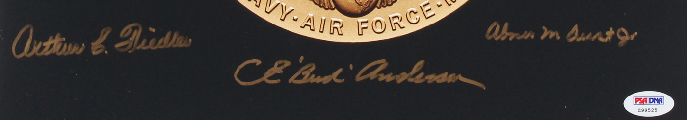 American Fighter Aces 11" x 14" Photo Signed by (8) Veterans with Richard H. Fleisher, Frank McCauley, Abner Aust Jr. (PSA LOA) at PristineAuction.com American Fighter Aces 11" x 14" Photo Signed by (8) Veterans with Richard H. Fleisher, Frank McCauley, Abner Aust Jr. (PSA LOA) at PristineAuction.com