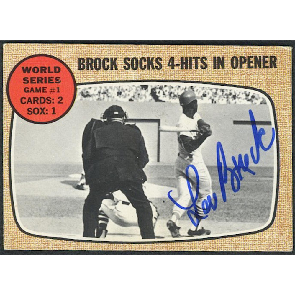 Lou Brock Signed 1968 Topps 151 World Series Game 1 Baseball Card (PA