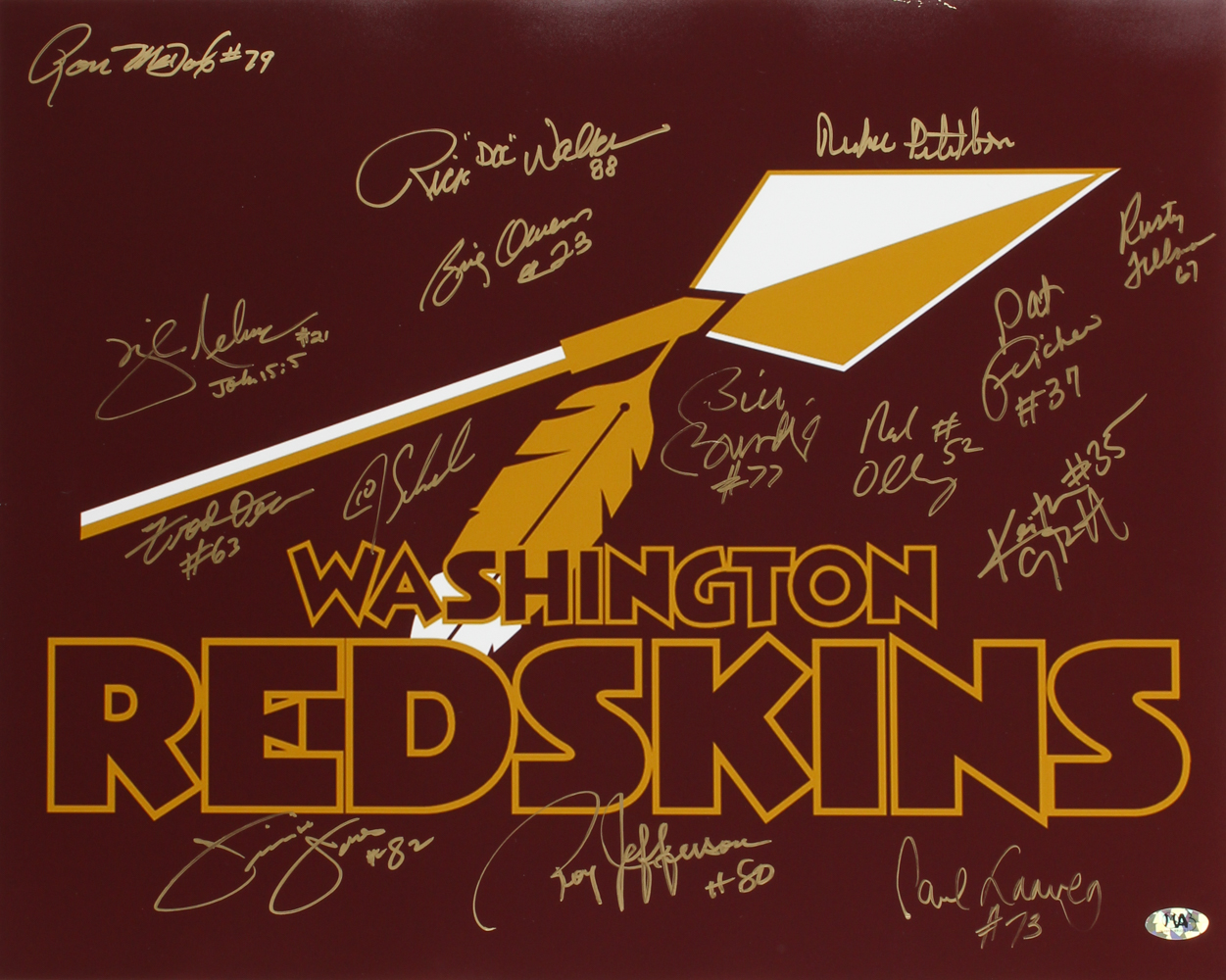 Redskins 16x20 Photo Signed By (15) with Bill Brundige, Fred Dean, Pat Fischer, Keith Griffin, Roy Jefferson, Jimmie Jones, Paul Laaveg, Ron McDole, Mike Nelms (MAB Hologram) at PristineAuction.com Redskins 16x20 Photo Signed By (15) with Bill Brundige, Fred Dean, Pat Fischer, Keith Griffin, Roy Jefferson, Jimmie Jones, Paul Laaveg, Ron McDole, Mike Nelms (MAB Hologram) at PristineAuction.com